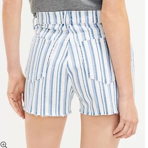 Loft Fresh Cut Denim Cut Off
Shorts in Blue White Stripe - Brand New